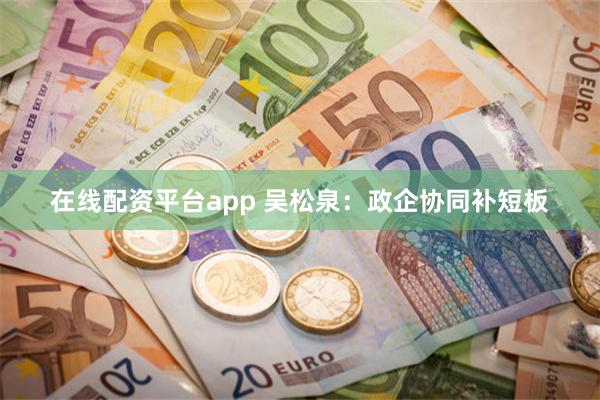 在线配资平台app 吴松泉：政企协同补短板