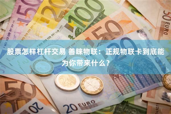 股票怎样杠杆交易 善睐物联：正规物联卡到底能为你带来什么？