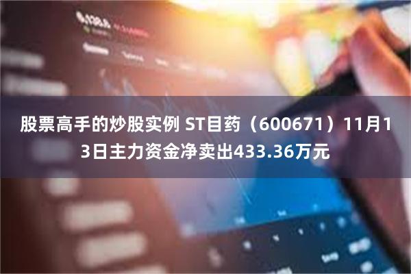 股票高手的炒股实例 ST目药（600671）11月13日主力资金净卖出433.36万元