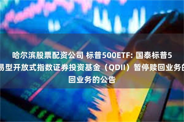 哈尔滨股票配资公司 标普500ETF: 国泰标普500交易型开放式指数证券投资基金（QDII）暂停赎回业务的公告